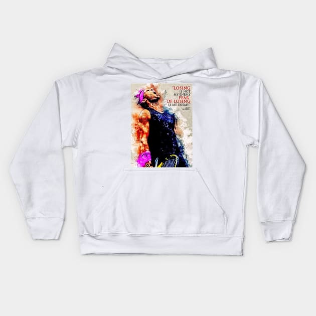 Rafael Nadal Words Kids Hoodie by nayafebryn